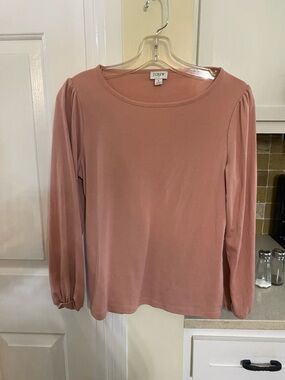 J. Crew Long Sleeve Scoop Neck Top in Dusty Rose